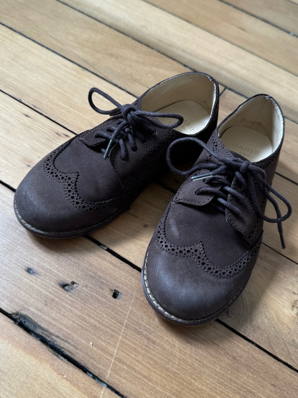 Janie and Jack Brown Suede Boys' Wingtip Dress Shoes